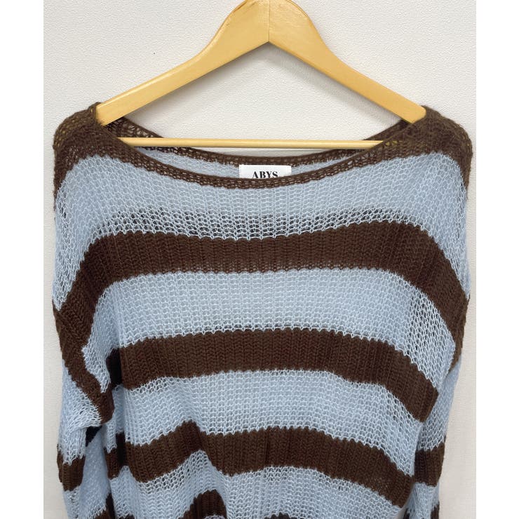 《ABYSアビス》こだわりある配色！透かし編みボーダーシアーニット | futier land | 詳細画像37 