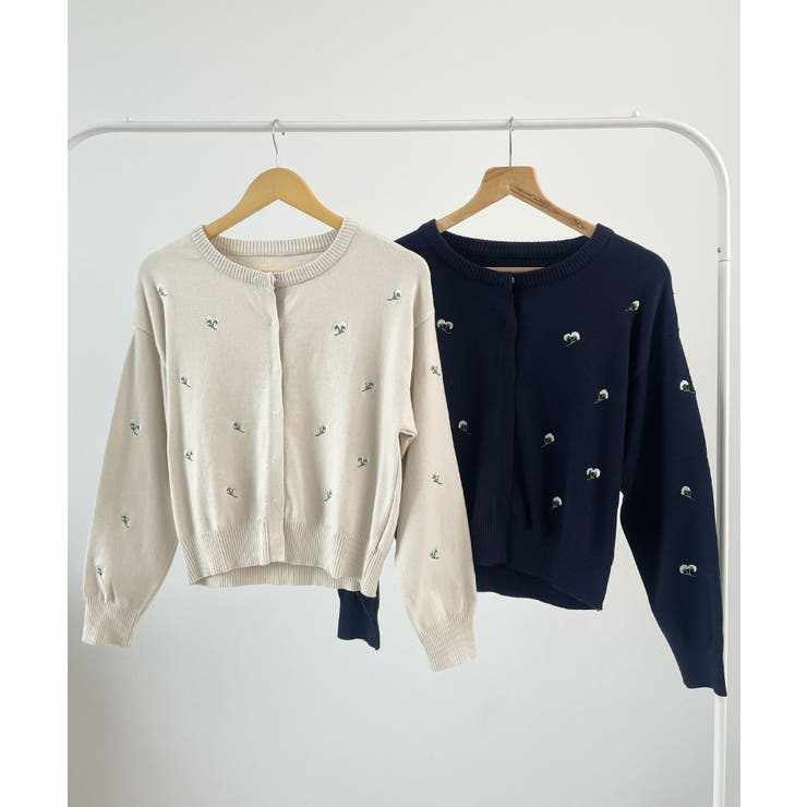 さりげない花刺繍で大人かわいく。フラワー刺繍カーディガン | futier land | 詳細画像21 