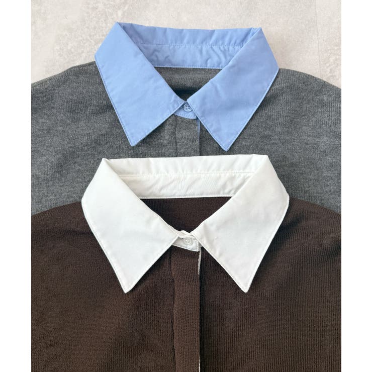 重ね着いらずで旬顔に。シャツ襟付きポロニット | futier land | 詳細画像21 