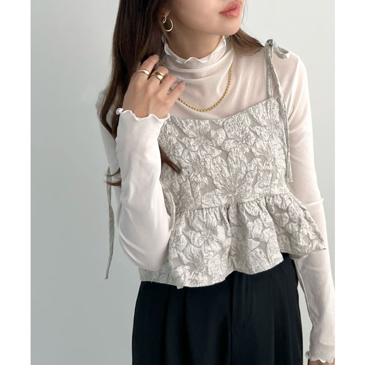 肩のリボンが映える。ジャガードフラワービスチェ | futier land | 詳細画像16 