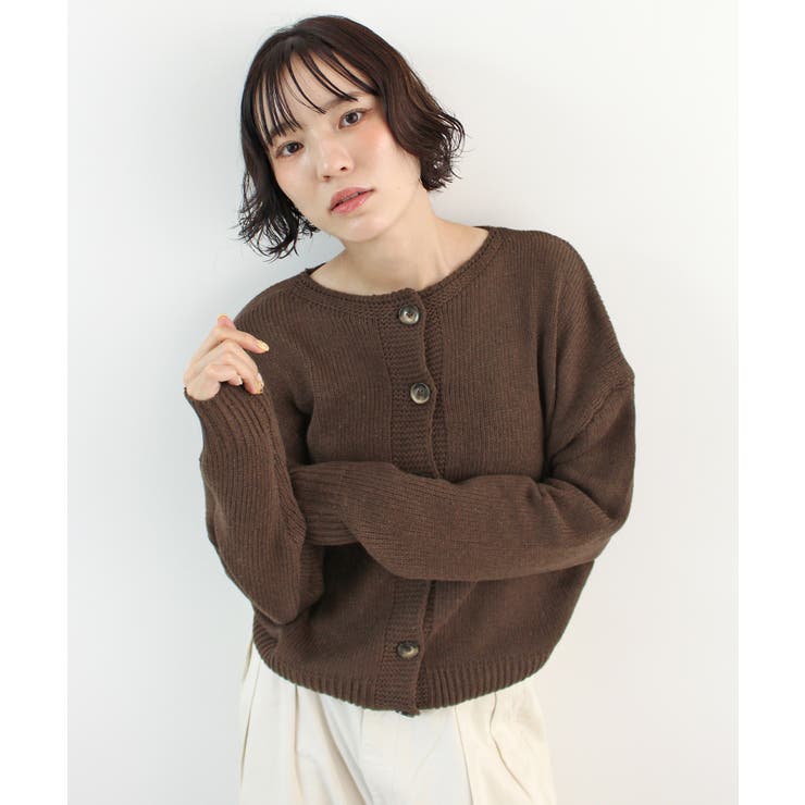 ブラウン | 《ABYS》羽織りにもトップスにも。Uネックニットカーディガン | futier land