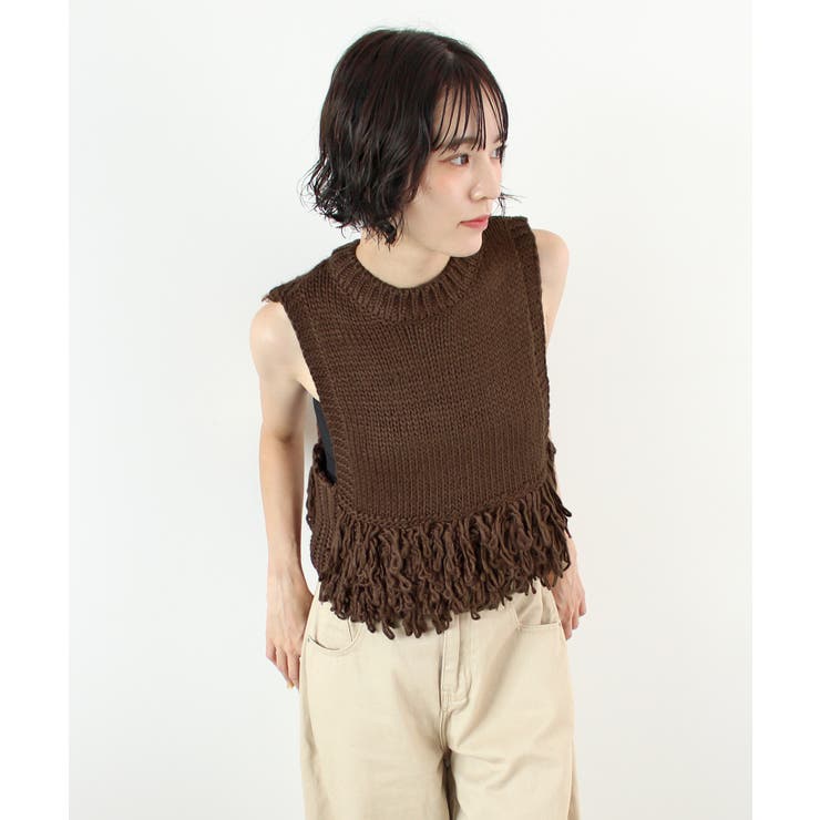 《ABYS》目を惹くコーデの主役！ローピングフリンジニットベスト | futier land | 詳細画像16 