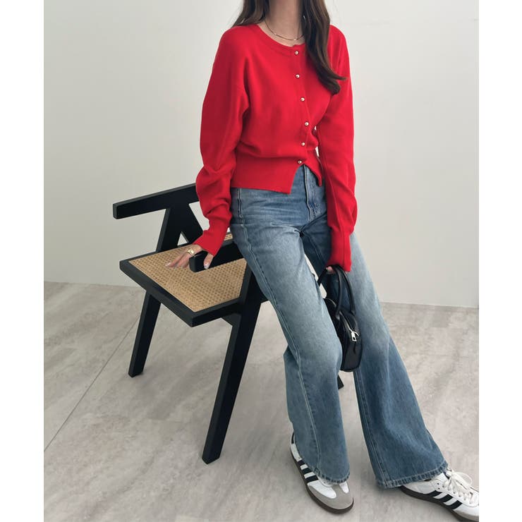 金ボタンが上品さが生まれる。ゴールドボタンラウンドネックニットカーディガン | futier land | 詳細画像34 