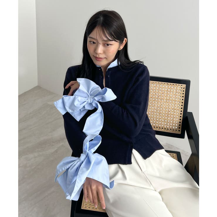甘さと上品さの両立。ウールライクリボンシャツカーディガン | futier land | 詳細画像23 
