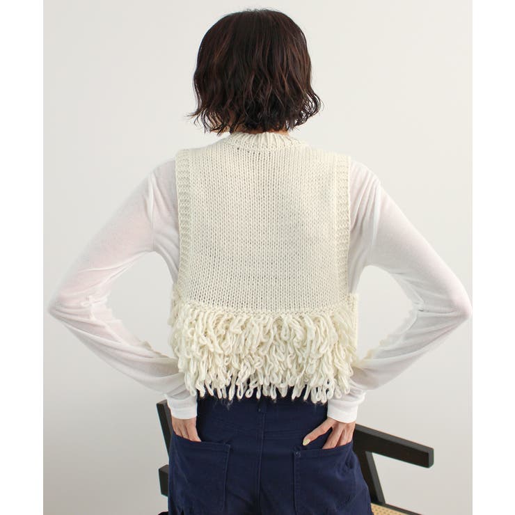《ABYS》目を惹くコーデの主役！ローピングフリンジニットベスト | futier land | 詳細画像34 