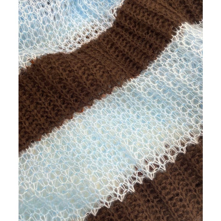 《ABYSアビス》こだわりある配色！透かし編みボーダーシアーニット | futier land | 詳細画像34 