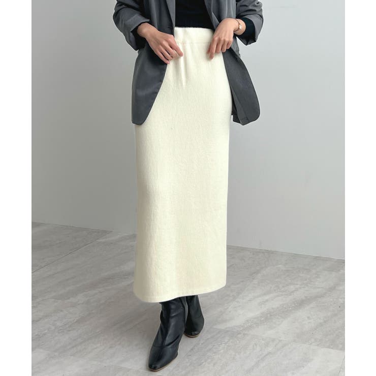 アイボリー(ロング丈) | 着る毛布＋3℃の温かさ。裏起毛ニットロングスカート | futier land