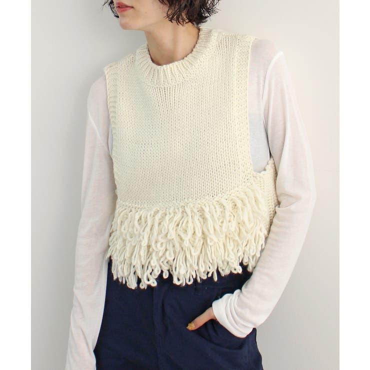 アイボリー | 《ABYS》目を惹くコーデの主役！ローピングフリンジニットベスト | futier land