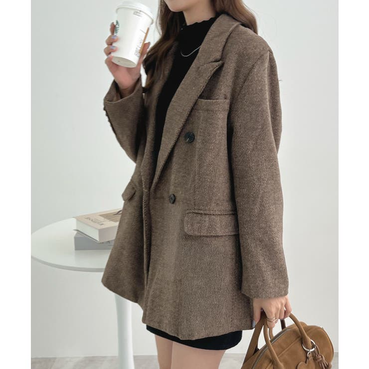 ブラウン | オンでもオフでも頼れる一枚。ツイード袖ボタンテーラードジャケット | futier land