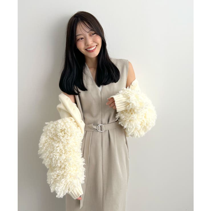 グレージュ | 便利なベルト付き。前後2wayベルト付きロングワンピース | futier land