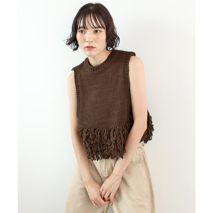 《ABYS》目を惹くコーデの主役！ローピングフリンジニットベスト | futier land | 詳細画像11 