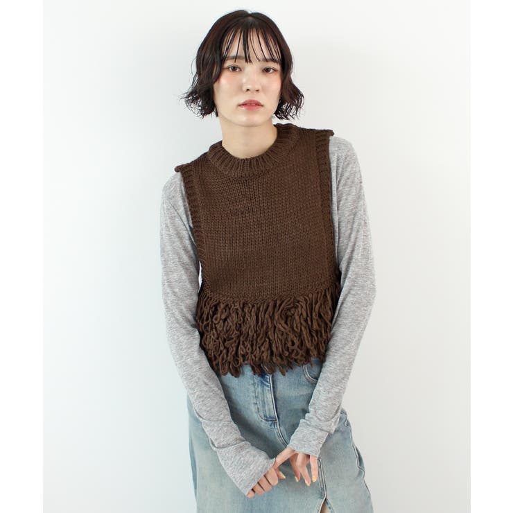 《ABYS》目を惹くコーデの主役！ローピングフリンジニットベスト | futier land | 詳細画像17 