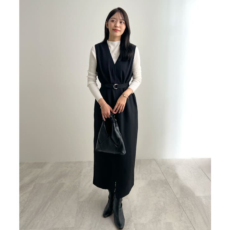 便利なベルト付き。前後2wayベルト付きロングワンピース | futier land | 詳細画像14 