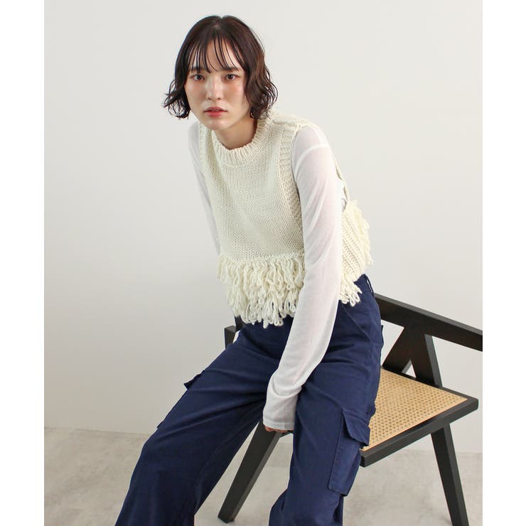 《ABYS》目を惹くコーデの主役！ローピングフリンジニットベスト | futier land | 詳細画像33 