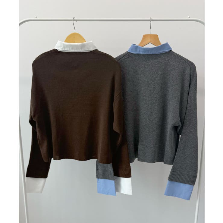 重ね着いらずで旬顔に。シャツ襟付きポロニット | futier land | 詳細画像23 