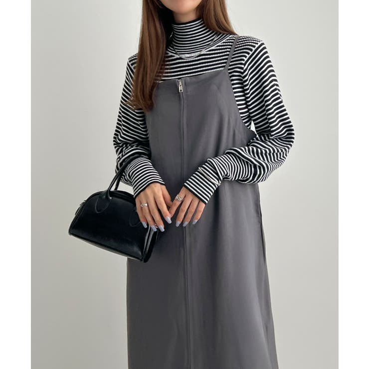 新品タグ付き　LASUD ラシュッド　フロントジップバックアジャスターワンピース ラシュッド LASUD ボンディングジップワンピース （ブラック） -靴