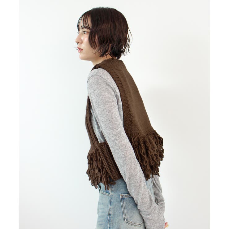 《ABYS》目を惹くコーデの主役！ローピングフリンジニットベスト | futier land | 詳細画像19 