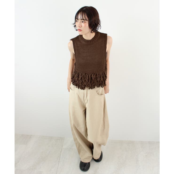 《ABYS》目を惹くコーデの主役！ローピングフリンジニットベスト | futier land | 詳細画像15 
