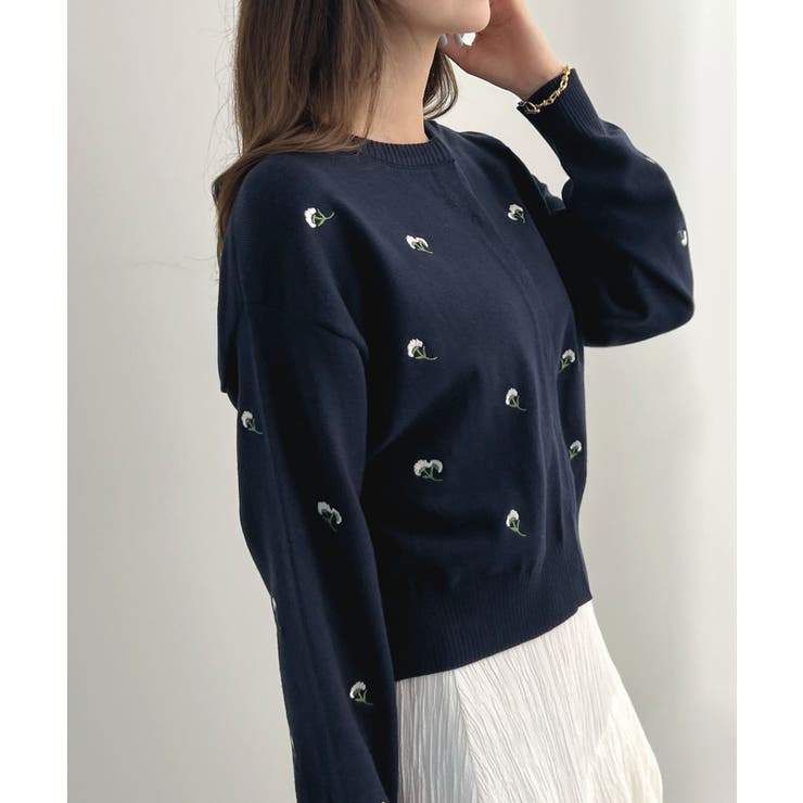 さりげない花刺繍で大人かわいく。フラワー刺繍カーディガン | futier land | 詳細画像16 