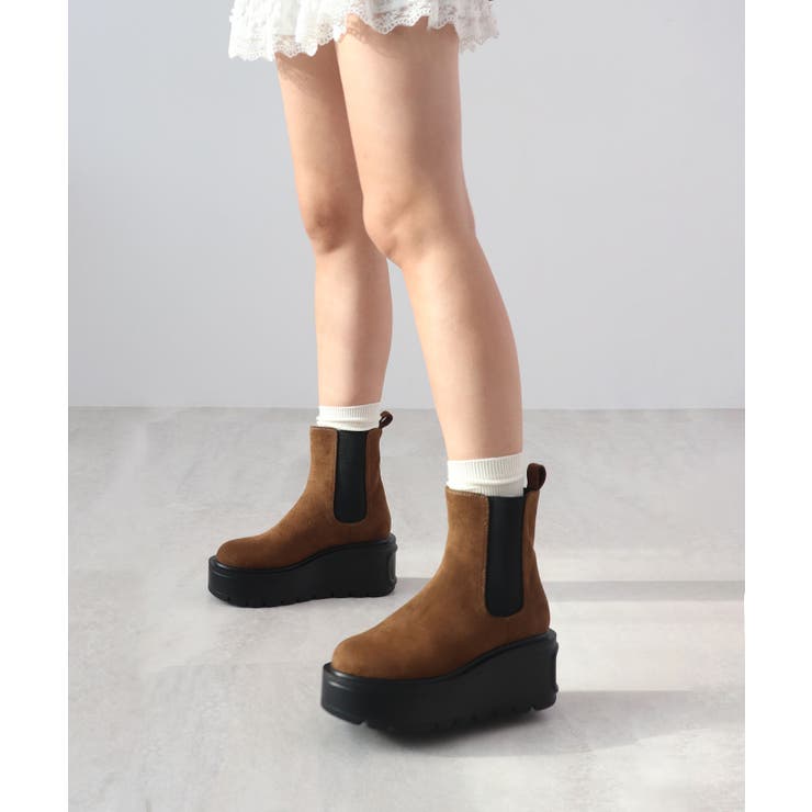 驚異の0.8kg軽量＆走れる！サイドゴア厚底プラットフォームショートブーツ | futier land | 詳細画像36 