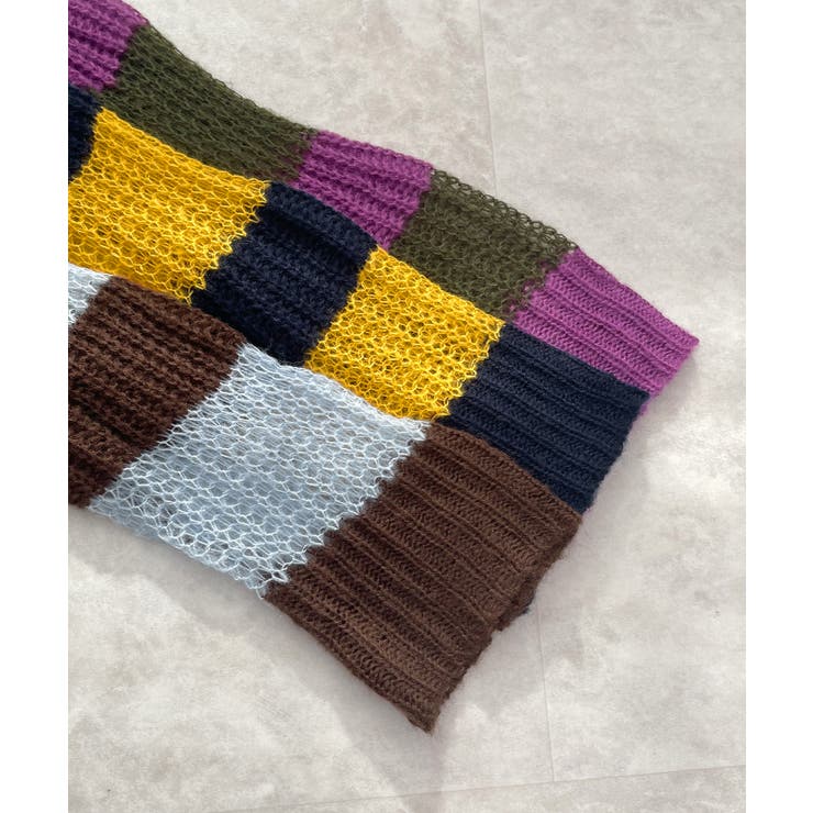 《ABYSアビス》こだわりある配色！透かし編みボーダーシアーニット | futier land | 詳細画像40 