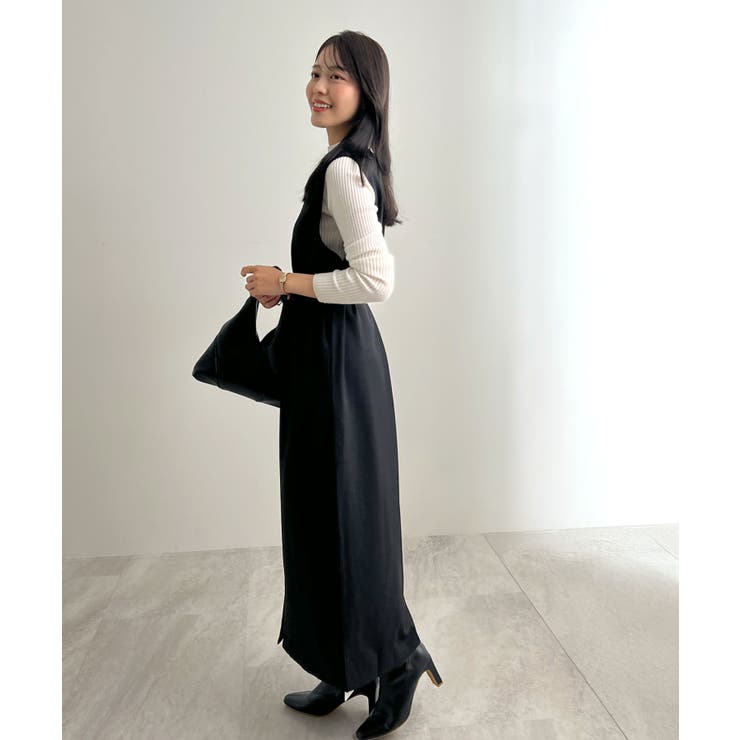 便利なベルト付き。前後2wayベルト付きロングワンピース | futier land | 詳細画像12 