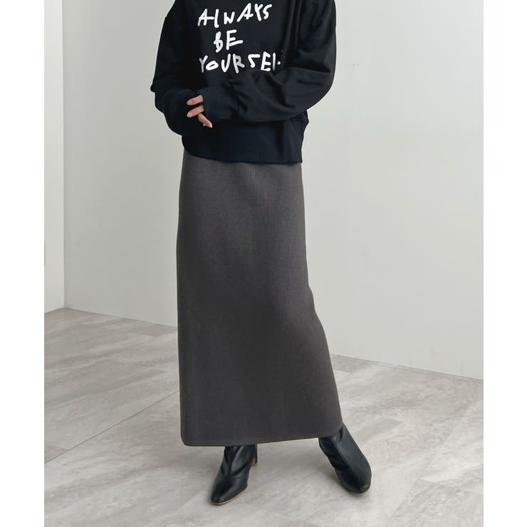 チャコールグレー(ロング丈) | 着る毛布＋3℃の温かさ。裏起毛ニットロングスカート | futier land