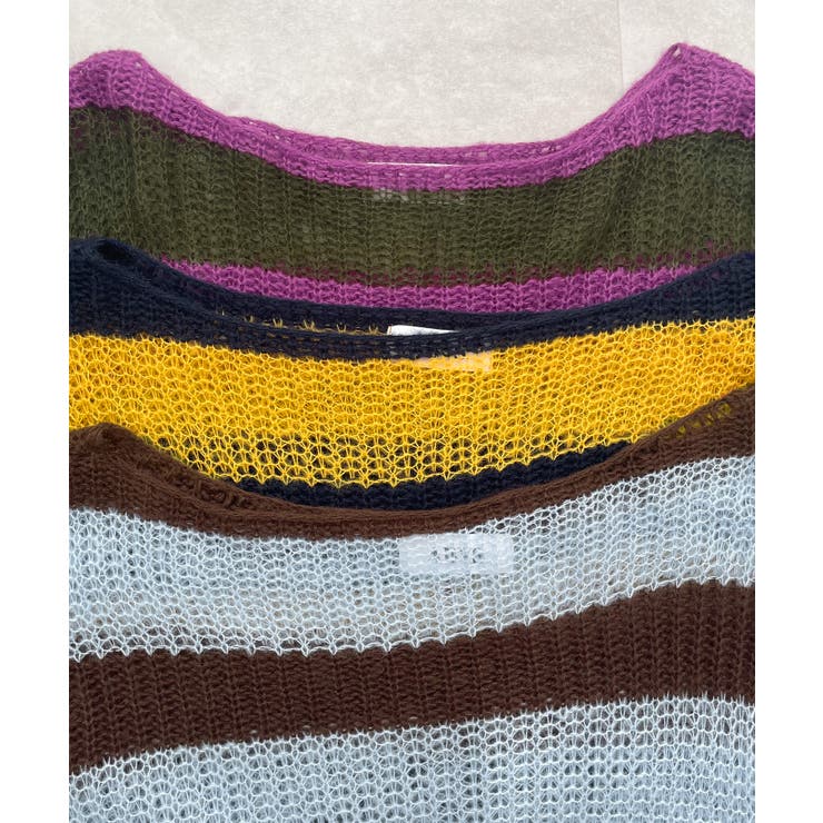 《ABYSアビス》こだわりある配色！透かし編みボーダーシアーニット | futier land | 詳細画像39 