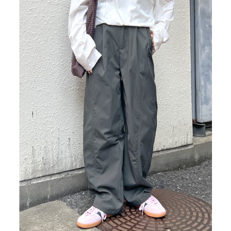 グレー | 楽して可愛い万能パンツ。タフタワイドカーブパンツ | futier land