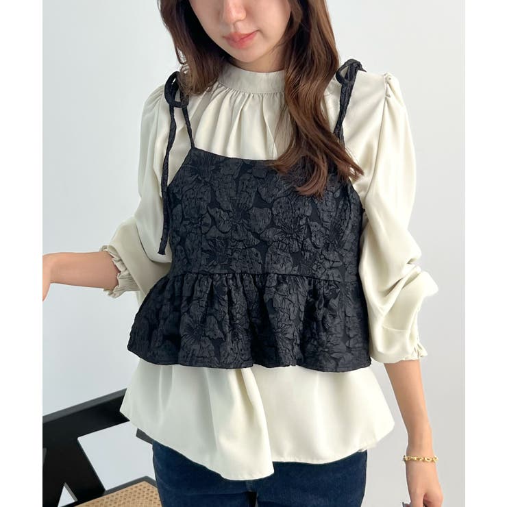 肩のリボンが映える。ジャガードフラワービスチェ | futier land | 詳細画像14 