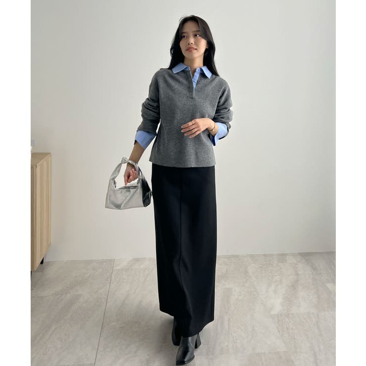 重ね着いらずで旬顔に。シャツ襟付きポロニット | futier land | 詳細画像14 