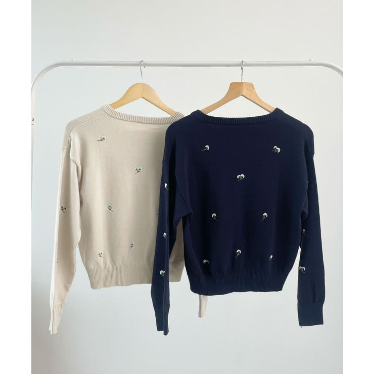 さりげない花刺繍で大人かわいく。フラワー刺繍カーディガン | futier land | 詳細画像22 