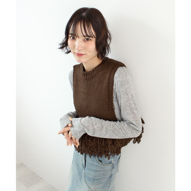 《ABYS》目を惹くコーデの主役！ローピングフリンジニットベスト | futier land | 詳細画像24 