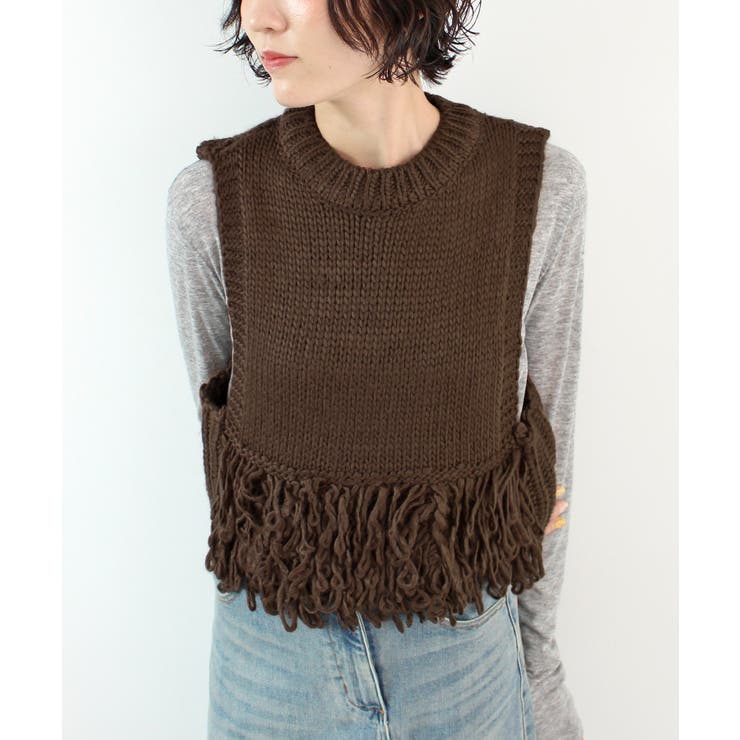 《ABYS》目を惹くコーデの主役！ローピングフリンジニットベスト | futier land | 詳細画像22 