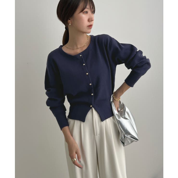 金ボタンが上品さが生まれる。ゴールドボタンラウンドネックニットカーディガン | futier land | 詳細画像28 