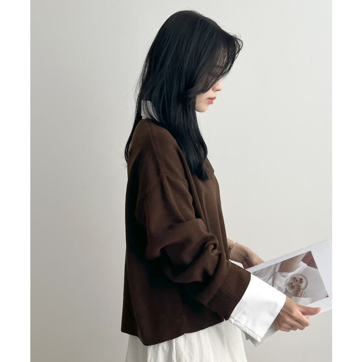 重ね着いらずで旬顔に。シャツ襟付きポロニット | futier land | 詳細画像17 