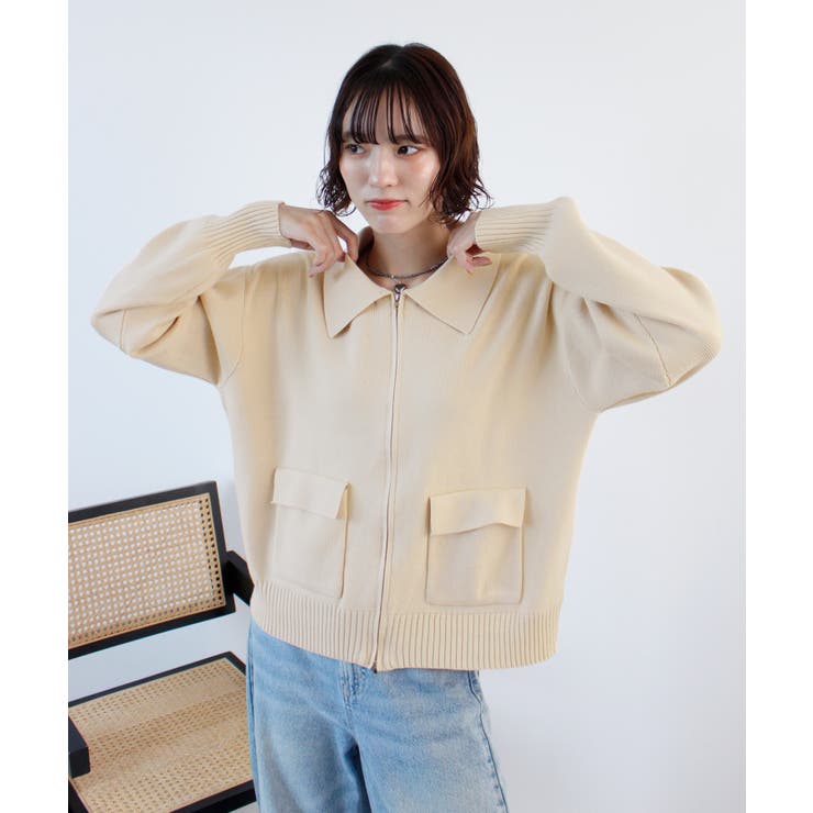 アイボリー | 《ABYS》ラフに羽織れてこなれる。zip付ニットカーディガン | futier land