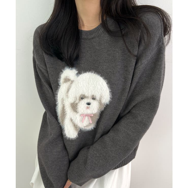 ちゃん娘　レザレクション　ニットウェア 見るたび癒される。ふわふわフェザードッグニットトップス[品番