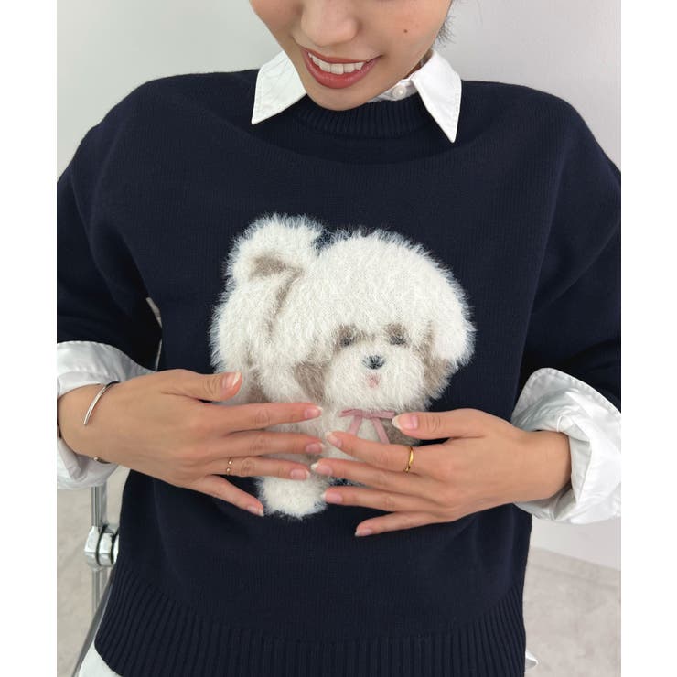 見るたび癒される。ふわふわフェザードッグニットトップス | futier land | 詳細画像24 