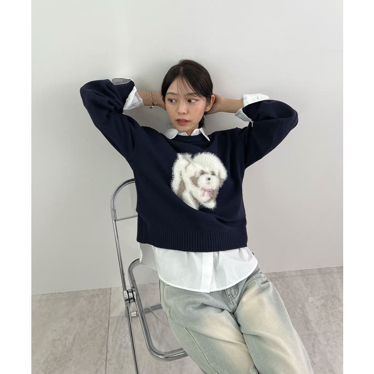 見るたび癒される。ふわふわフェザードッグニットトップス | futier land | 詳細画像25 