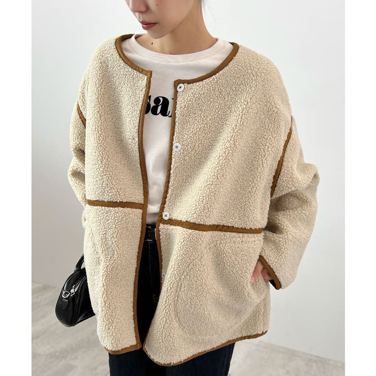 こなれ配色で差がつく。配色パイピングボアブルゾン | futier land | 詳細画像12 