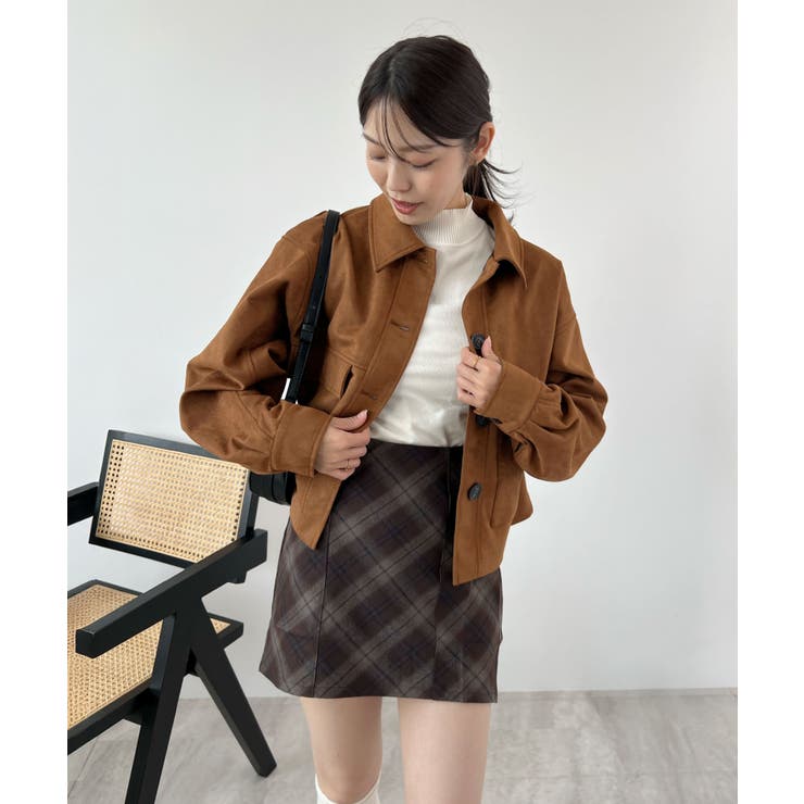 ゆるっとシルエットが今っぽい。スエードショートステンカラージャケット | futier land | 詳細画像12 