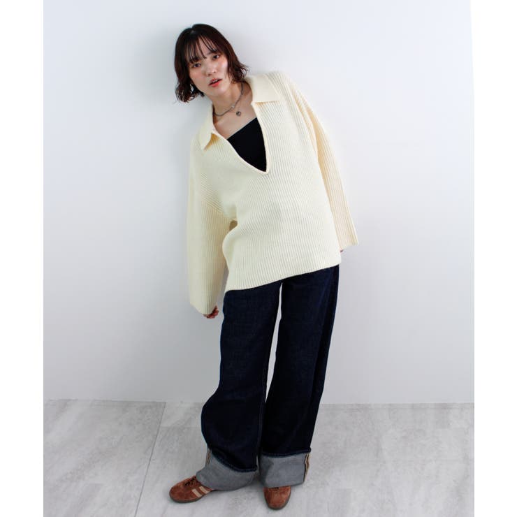 《ABYS》アルパカタッチ襟付きキーネックプルオーバー | futier land | 詳細画像34 