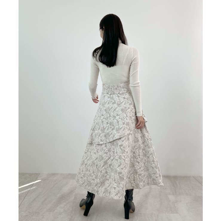 高級感漂う。ジャガードフラワーティアードスカート | futier land | 詳細画像19 