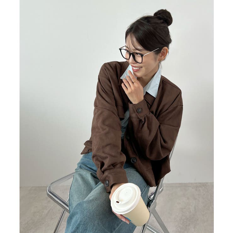 ゆるっとシルエットが今っぽい。スエードショートステンカラージャケット | futier land | 詳細画像14 