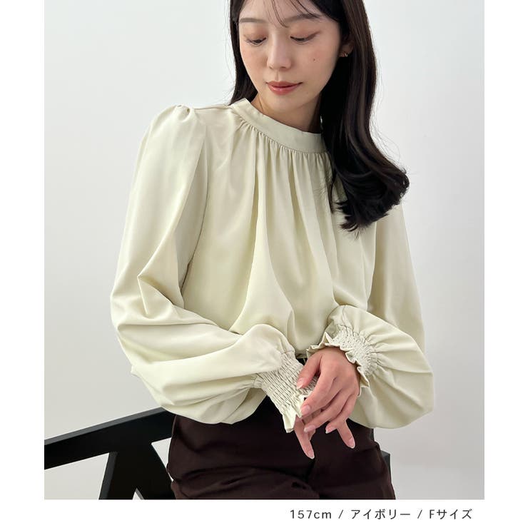 裏起毛あたたかい。ハイネックバルーンスリーブブラウス | futier land | 詳細画像8 