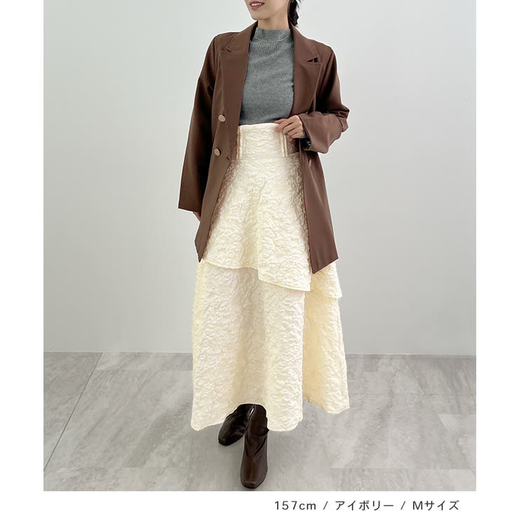 高級感漂う。ジャガードフラワーティアードスカート | futier land | 詳細画像6 