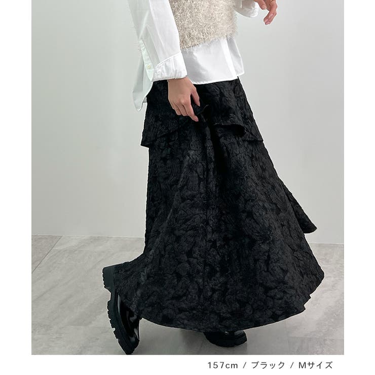 高級感漂う。ジャガードフラワーティアードスカート | futier land | 詳細画像7 