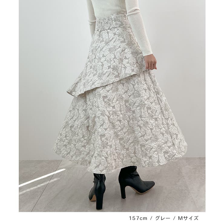 高級感漂う。ジャガードフラワーティアードスカート | futier land | 詳細画像8 