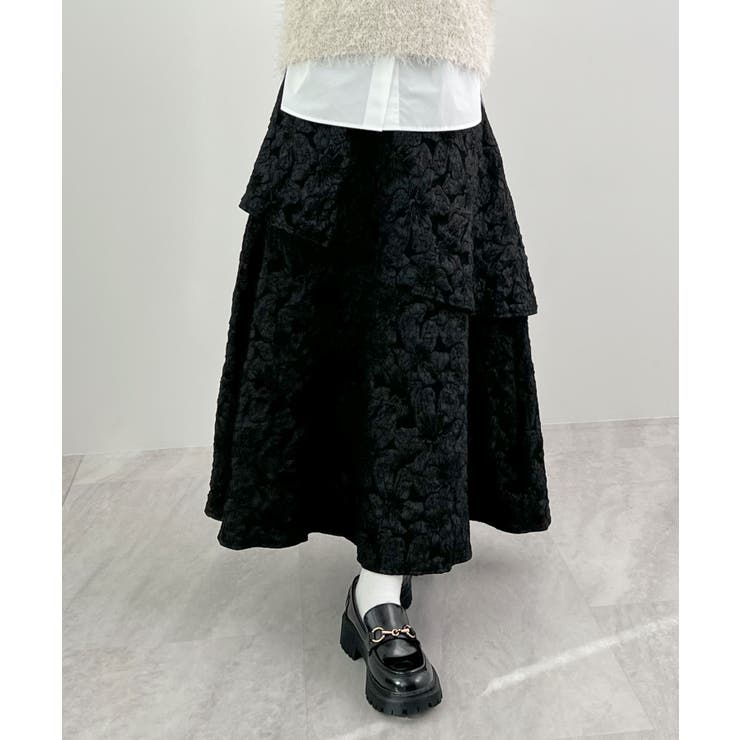 高級感漂う。ジャガードフラワーティアードスカート | futier land | 詳細画像12 